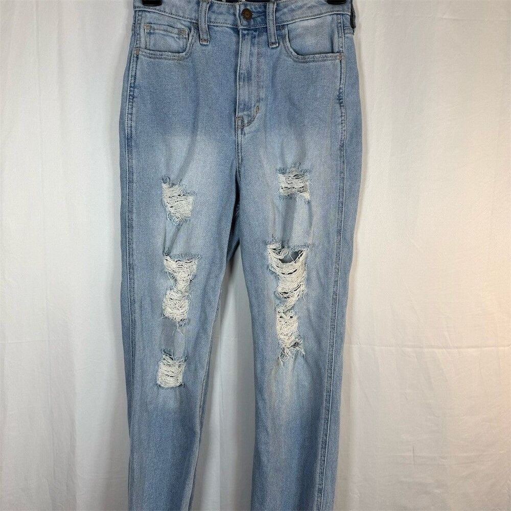 Hollister Jeans Womens Size 25 x 27 Blue Light Wash High Rise Distressed Skinny